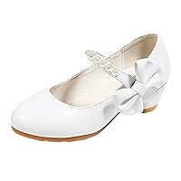 Girls Shoes Size 10 Little Girls Children Shoes Children Leather Shoes White Bow Knot Little Girls Wedge Dress Shoes