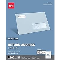 Office Depot White Inkjet/Laser Return Address Labels, 2/3in. x 1 3/4in., Pack of 1,500, 505-O004-0015