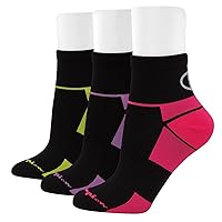 Champion Women's 3-Pack Sport Ankle Socks (US, Alpha, One Size, Regular, Regular, Black Assorted)