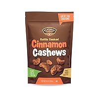 Platinum Kettle Cooked Cinnamon Cashews - Plant Based Protein, Fiber, Healthy Snack - Sweet & Spicy Flavors - Can Bring at Home, Work, Office, Gym & School - 13 oz Individual & Resealable Pouch