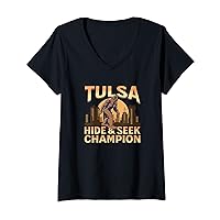 Womens Tulsa Bigfoot City Sunset Champ V-Neck T-Shirt