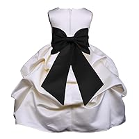 Wedding Flower Girl Jr. Bridesmaid Ivory Pick-Up Dress with Bow