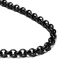 True Black Titanium 6MM Rolo Link Necklace Chain