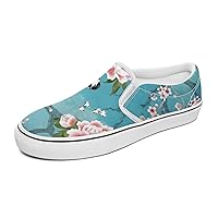 Christmas Birds and Deers Stripes Women's and Man's Slip on Canvas Non Slip Shoes for Women Skate Sneakers (Slip-On)
