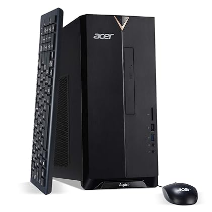 Acer Aspire TC-895-UA91 Desktop, 10th Gen Intel Core i3-10100 4-Core Processor, 8GB 2666MHz DDR4, 512GB NVMe M.2 SSD, 8X DVD, 802.11ax Wi-Fi 6, USB 3.2 Type C, Windows 10 Home