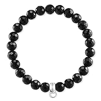 Thomas Sabo Charm Club Women's Bracelet 925 Sterling Silver Obsidian Black