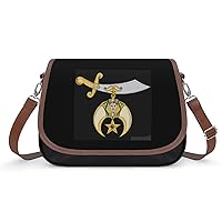 Shriner Logo Cute Shoulder Bag Removable Straps Crossbody Bag Waterproof Leather Handbag for Women