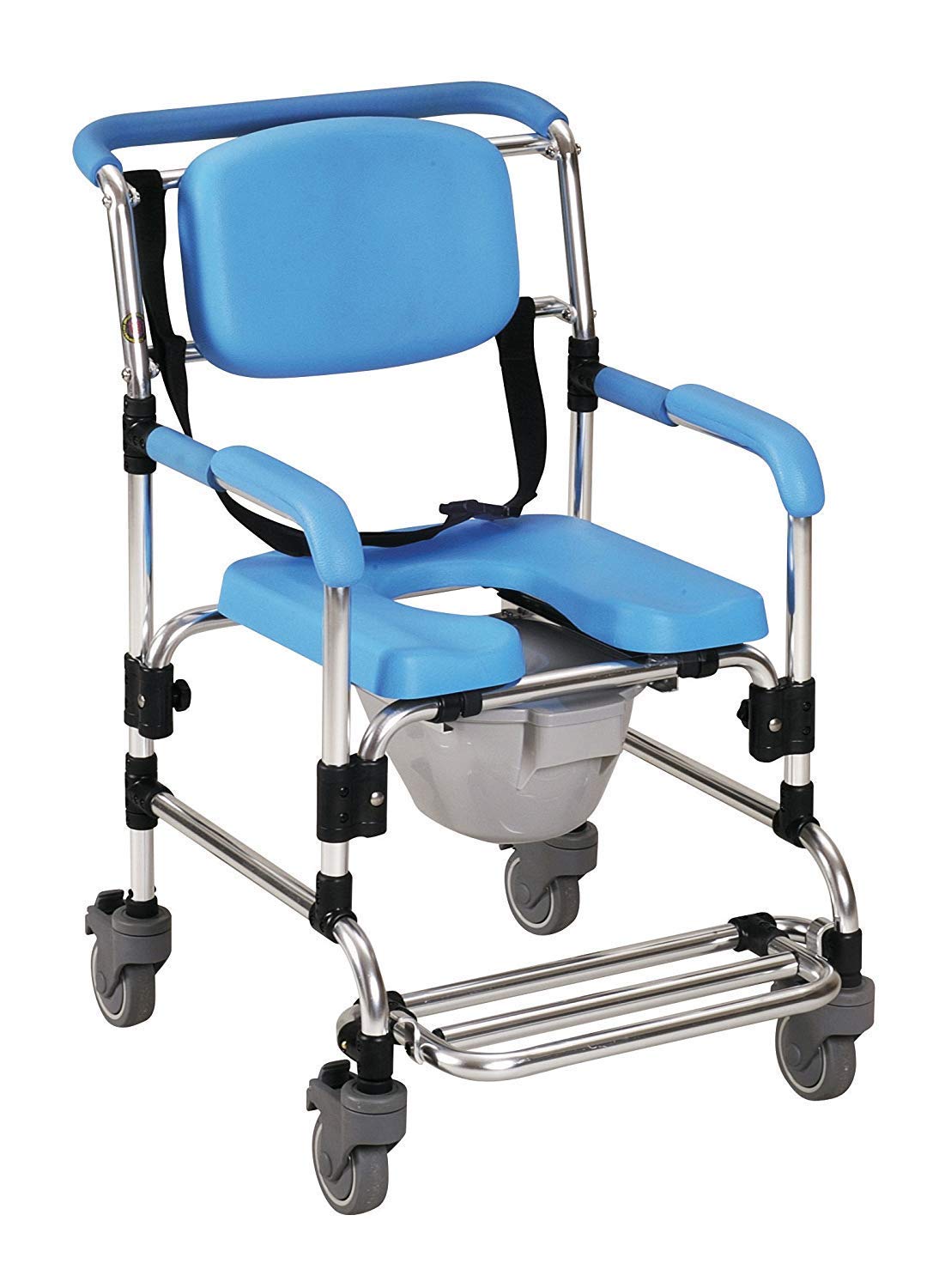 Homecraft Ocean Wheeled Shower Commode Chair, Padded Shower Seat with Wheels and Built In Toilet, Shower Chair and Toilet, Bath Stool for Bathing, Elderly, Disabled, and Limited Mobility