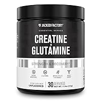 Creatine + Glutamine - Creatine Supplement with L-Glutamine for Muscle Recovery, Muscle Growth, Increased Strength, Enhanced Energy Output, and Gut Health - 30 Servings, Unflavored