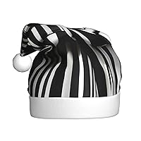 Black & White Stripe Christmas Hat, Winter Snow Beanie for Xmas Party, Ideal Christmas & New Year Gifts, Festive Holiday Hat for Adults