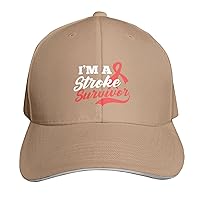 I'm-A-Stroke-Survivor Trucker Hat Black Adjustable Baseball Cap Trendy Sandwich Hats for Men Women