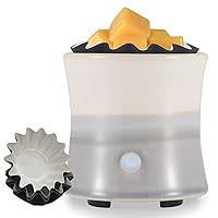 Ceramic Wax Warmer,Wax Melt Warmer，2 in 1 Smokeless and Flameless Electric Wax Warmer,Easy to Handle Candle Warmer for Essential Oil and Wax Cubes is Suitable for Home and Office Décor（Grey）…