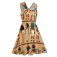 Ancient Egyptian Culture Sleeveless Swing Dress Beach Mini for Women Print