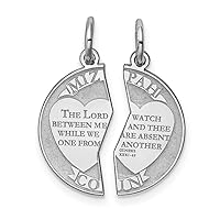 Solid 925 Sterling Silver Breakapart Mizpah Customize Personalize Engravable Charm Pendant Jewelry Gifts For Women or Men (Length 0.82