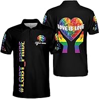 Personalized Name LGBT Men & Women Polo Shirt S-5XL, LGBT Polo Shirt Mens, LGBT Shirts for Women (Style 1, Bird-Eye Pique) Multi