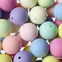 100 Pieces 20mm Candy Color Acrylic Round Frosted Beads Assorted Candy Color Mix Plastic Pastel Matte Loose Spacer Mixed for Jewelry Making Bracelets Necklaces DIY Crafts