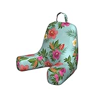Ambesonne Hawaii Reading Pillow Cover, Blossoming Hibiscus Flower with Fern Foliage Grunge Effect Retro Nature Pattern, Unstuffed Printed Bed Rest Case from Soft Fabric, Small, Multicolor