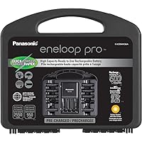 Panasonic K-KJ55KHC66A eneloop pro High Capacity Rechargeable Batteries Power Pack 6AA, 6AAA, 4 Hour Quick Battery Charger and Plastic Storage Case