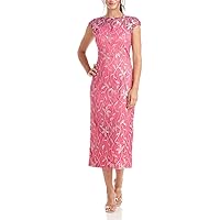 JS Collections Womens Embroidered Midi Cocktail and Party Dress