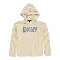 DKNY Girls' Flip Sequin Hoodie Sweater - peach, 12
