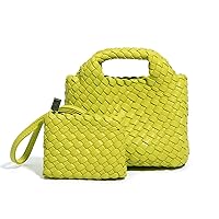 Handmade Woven Bags for Women with Coin Purse Fashion Handbag Female Shoulder Bags Foldable Chain Small Tote Crossbody Bags