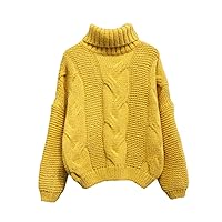 Autumn Winter Short Sweater Women Knitted Turtleneck Pullovers Casual Soft Jumper Long Sleeve Pull
