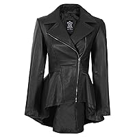 Decrum Leather Jackets For Women - Casual Peplum Assymetrical Biker Style Jacket Womens