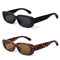 Rectangle Sunglasses for Women Men Retro 90s Sunglasses Trendy Black Tortoise Shell Glasses Y2K
