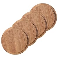 4pcs Wooden Sealing Mug Lids Bamboo Cup Cover Round Pine Wood Jar Lids Dusts-proof Mug Covers Glass Candle Cup Lids for Coffee Drink Mug Cup Beer Cans