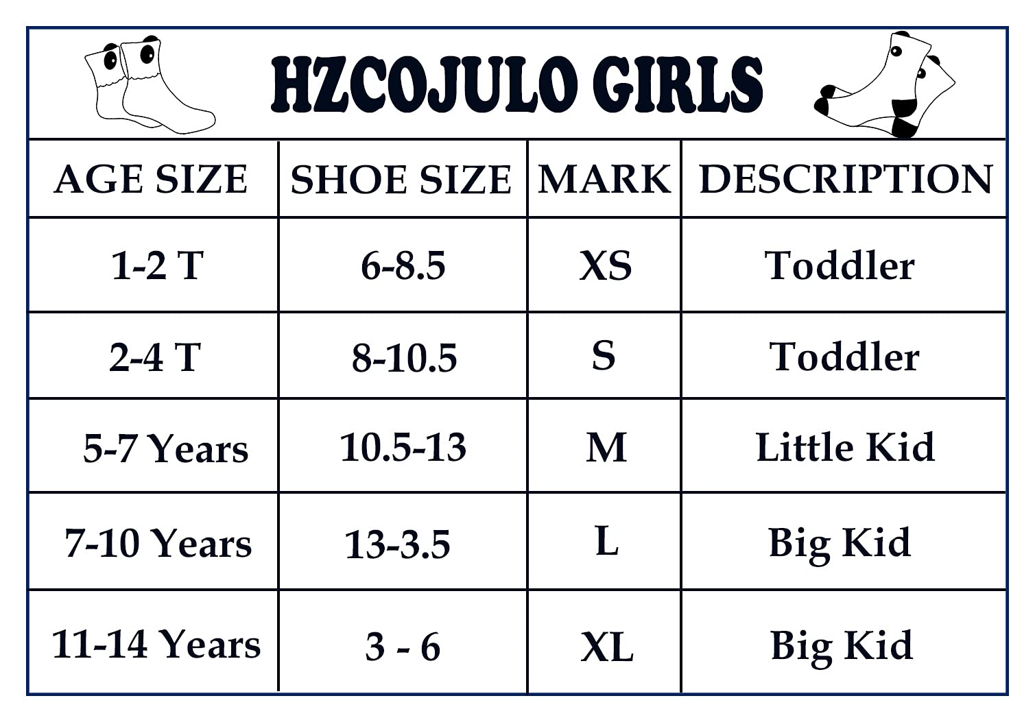 Hzcojulo Kids Toddler Big Little Girls Fashion Cotton Crew Cute Socks -5 Pairs