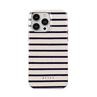 BURGA Phone Case Compatible with iPhone 14 PRO - Hybrid 2-Layer Hard Shell + Silicone Protective Case - Blue Stripes Pattern- Scratch-Resistant Shockproof Cover