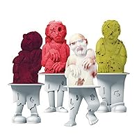 Tovolo Zombie Popsicle Molds (Set of 4) - Mess-Free Silicone Ice Pops with Reusable Sticks for Freezer Snacks / Dishwasher-Safe & BPA-Free,Green/White