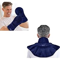 REVIX Microwavable Therapy Mittens for Hands and Fingers Pain Relief and Weighted Neck Warmer with Moist Heat, Microwavable Heated Neck Wrap, Unscented