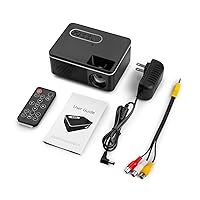 Mini Portable LED Short Throw Projector - High Definition 1080P Home Theater Projector for USB, PC, DVD, Set-Top Box, and Hard Drive Compatibility (black)
