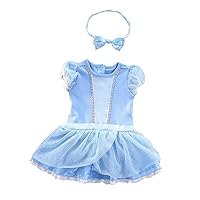 Dressy Daisy Infant Baby Girl Princess Romper Costume Onesie Fancy Dress Bodysuit Halloween Birthday Outfit with Headband