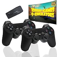 Retro Game Console, Plug and Play Video Games 4K HDMI Output for TV, Classic Game Stick, Built in 10000+ Games with 9 Emulators and 2 Controller Gift for Kids & Adults