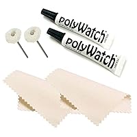 Plastic Watch Crystal Scratch Remover with String Buff Polisher and 5x5 Cloth - 2 Each