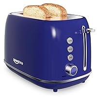Toaster 2 Slice Keenstone Retro Stainless Steel Toaster with Bagel, Cancel, Defrost Function, Extra Wide Slot Toaster with High Lift Lever, 6 Shade Settings, Removal Crumb Tray, Dark Blue