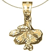 14K Yellow Gold 3D Hibiscus Flower Pendant with 18