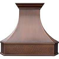 Copper Kitchen Range Hood with High Airflow Centrifugal Blower, Includes SUS 304 Liner and Baffle Filter, High CFM Vent Motor