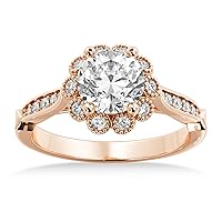 14k Gold Lab Grown Tulip Diamond Halo Engagement Ring Setting (0.23ct)