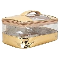 Women Vanity Box Cosmetic case for Girls Ladies Toiletry Bag CC005 (Gold), GOLD, 1 Count (Pack of 1)