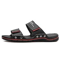 flip flop,Men Leather Slides Slippers Summer Shoes Flat Slipers Outdoor Sleepers