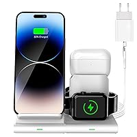 Hoidokly Wireless Charger 3 in 1 Wireless Charger, Inductive Charging Station for iPhone 14/14 Pro/13 Pro Max/13/12/11/X/8 Plus, AirPods Pro/3/2/1, iWatch Ultra/8/7/6/SE/5/4/3/2 (with 18W Power