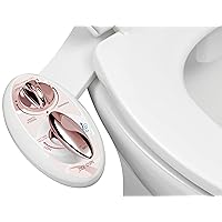LUXE Bidet NEO 320 - Hot and Cold Water, Self-Cleaning, Dual Nozzle, Non-Electric Bidet Attachment for Toilet Seat, Adjustable Water Pressure, Rear and Feminine Wash, Lever Control (Rose Gold)