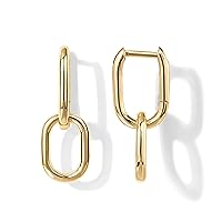 14K Gold Convertible Link Earrings for Women | Paperclip Link Chain Earrings | Drop Dangle Earrings
