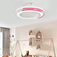 Fanps, Led Ceilifan with Light and Remote Control 72W 3 Speeds Bedroom Fan Ceililight with Modern Liviroom Ceilifan Light/Pink/50Cm*19Cm