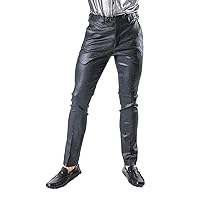 Barabas Men's Shiny Leather Nylon Stretch Slim Fit Pants CP015