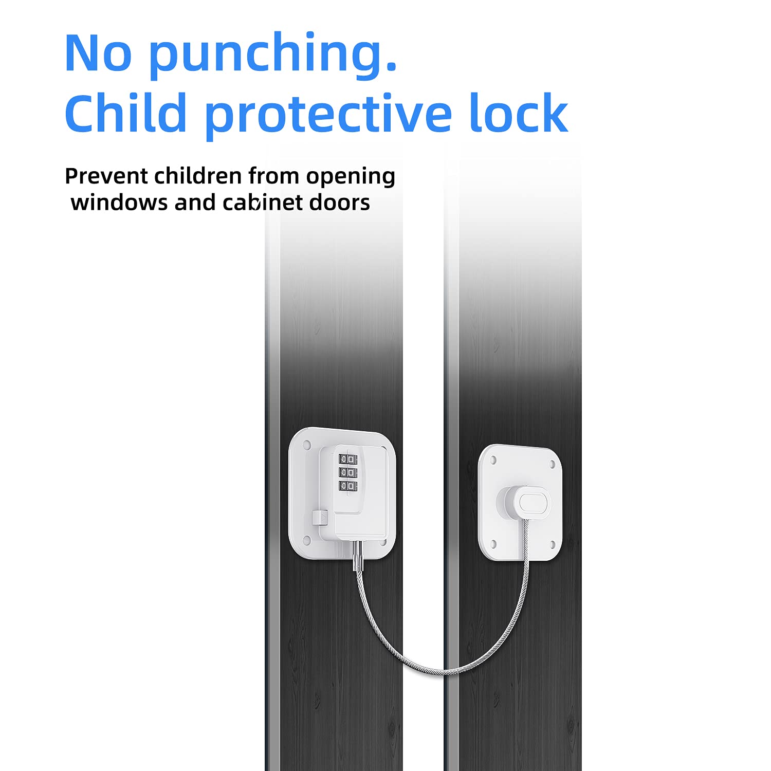 2 Packs Refrigerator Lock - Heavy Duty Combination Fridge Lock, Child/Baby Proofing Lock for Cabinets, Closets, Drawers, Window and More, Easy Install and Use (White)