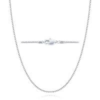 Jewlpire 1mm Italian Solid 18K Gold Over 925 Sterling Silver Chain Necklace for Women Girls, Italian Box Chain Shiny & Sturdy & Hypoallergenic Women's Chain Necklaces, 14 16 18 20 22 24 26 Inches